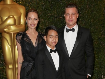 Angelina Jolie, Brad Pitt and son Maddox Jolie-Pitt. Photo: Andrew Evans / PR Photos